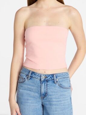 No Boundaries Blush Pink Strapless Crop Tube Top